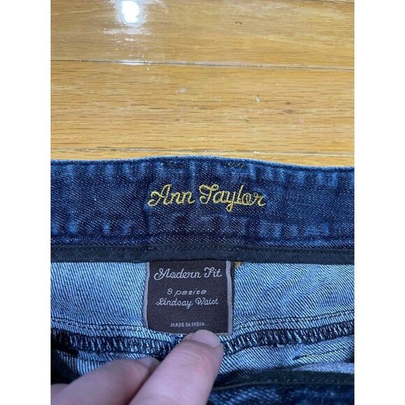 Ann Taylor Capris Womens 8P Blue Modern Fit Lindsay Flap Pockets Stretch Office - Picture 3 of 8